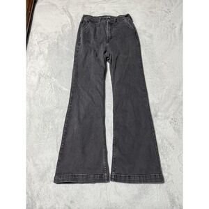 Old Navy Jeans Womens 8 Black Dark Wash Flare Trouser Extra High Rise 25x29
